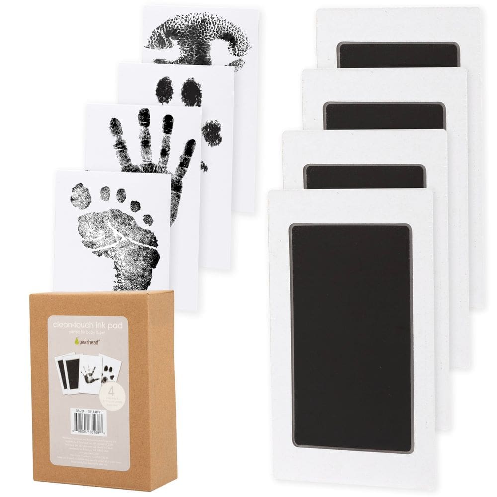 Kit de almofadas de tinta Pearhead Clean-Touch, pacote com 4 unidades para bebês e animais de estimação
