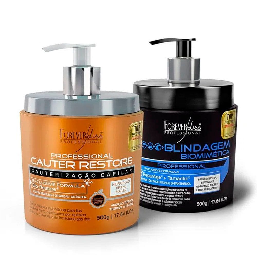 Kit Cauter Restore e Blindagem Biomimética Forever Liss 500g