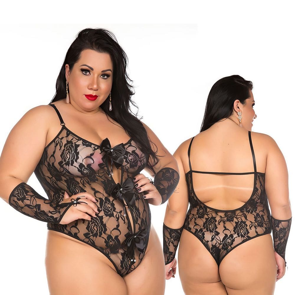 Kit Body Plus Size com Luvas em Renda – Sensualidade, Conforto e Encaixe Perfeito