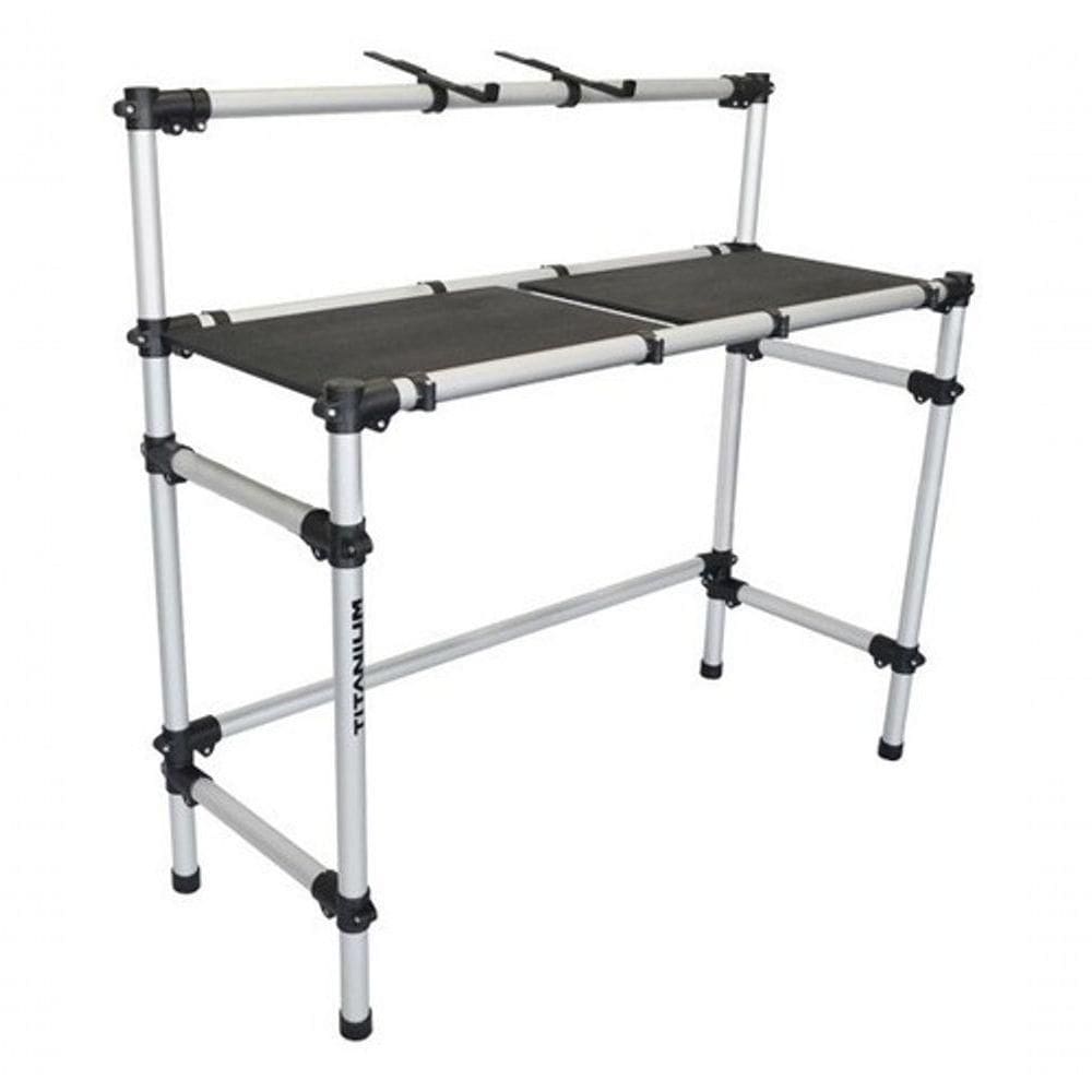 Cabine Dj Tubular Em Aluminio Com Tampo Mdf Para Mesa Controladora Usb Universal De Ate 1 Metro