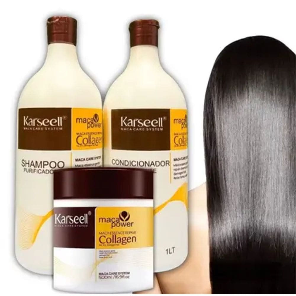 Kit Karseell Máscara Collagen 500G 1LShampoo E 1LCondicionador