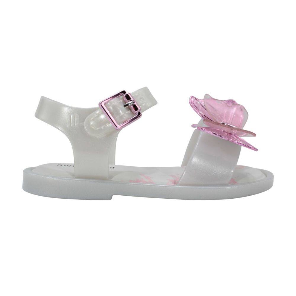 Sandália Mini Melissa Fly Sandal III bb Branco Perolado/Rosa