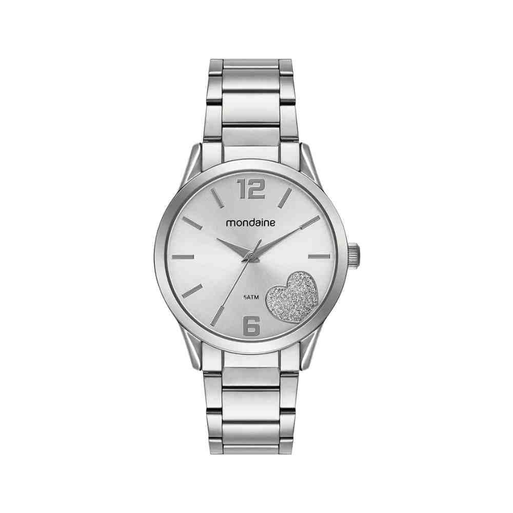 Relógio Mondaine Coração Glitter Prata Feminino 99767L0MVNE1