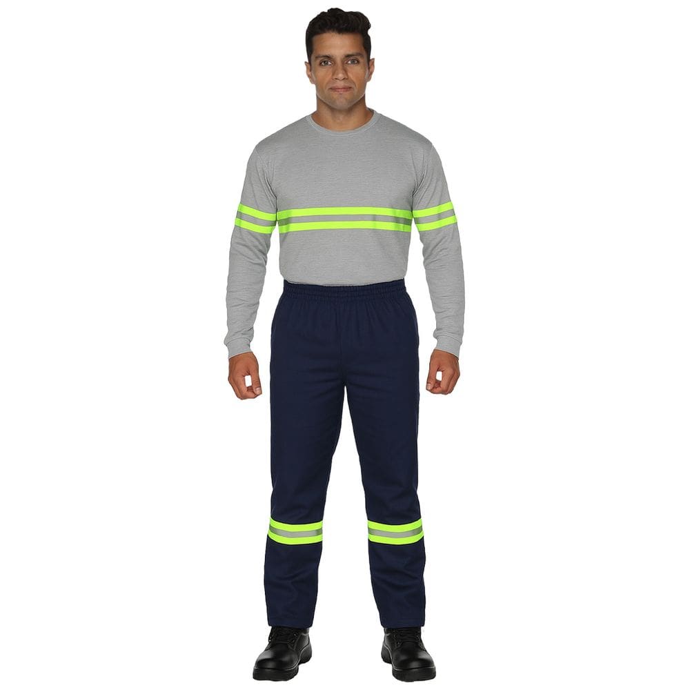 Calça operacional masculina cós elástico com faixas refletivas