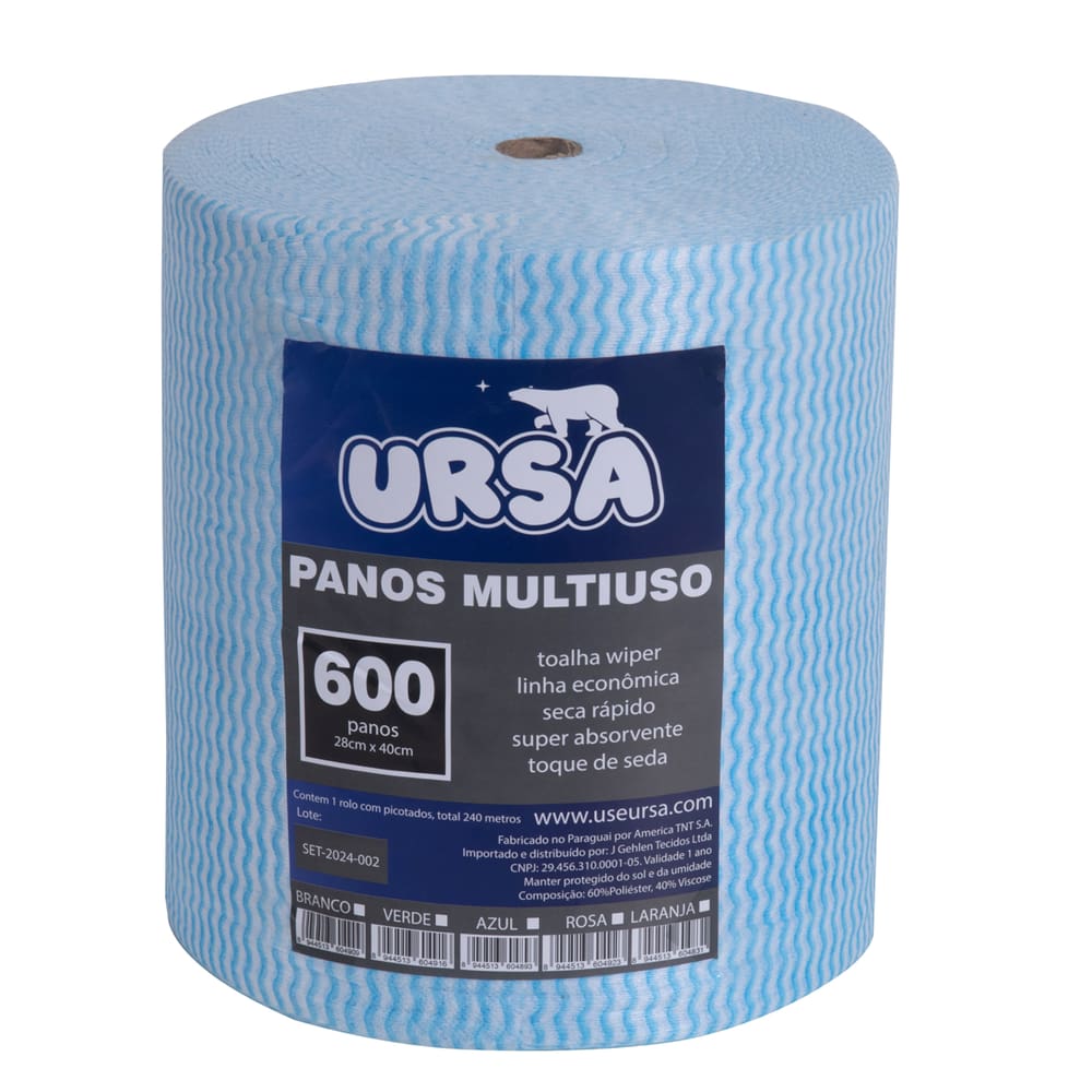 600 Panos Multiuso Azul 240m Tipo Perfex Reutilizável