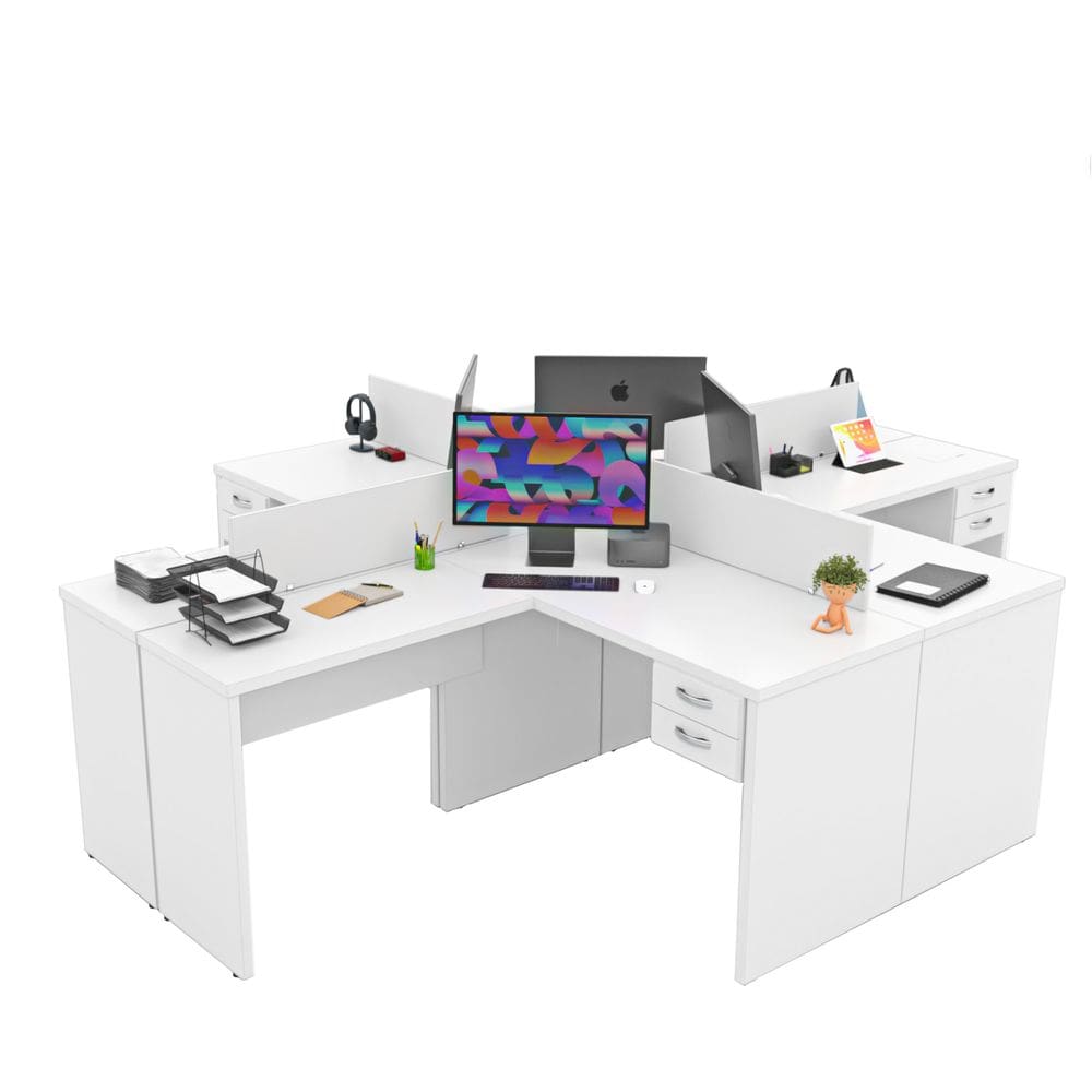 Estação Trabalho Ilha De Canto em L 120x60cm Com Gavetas Netmobil