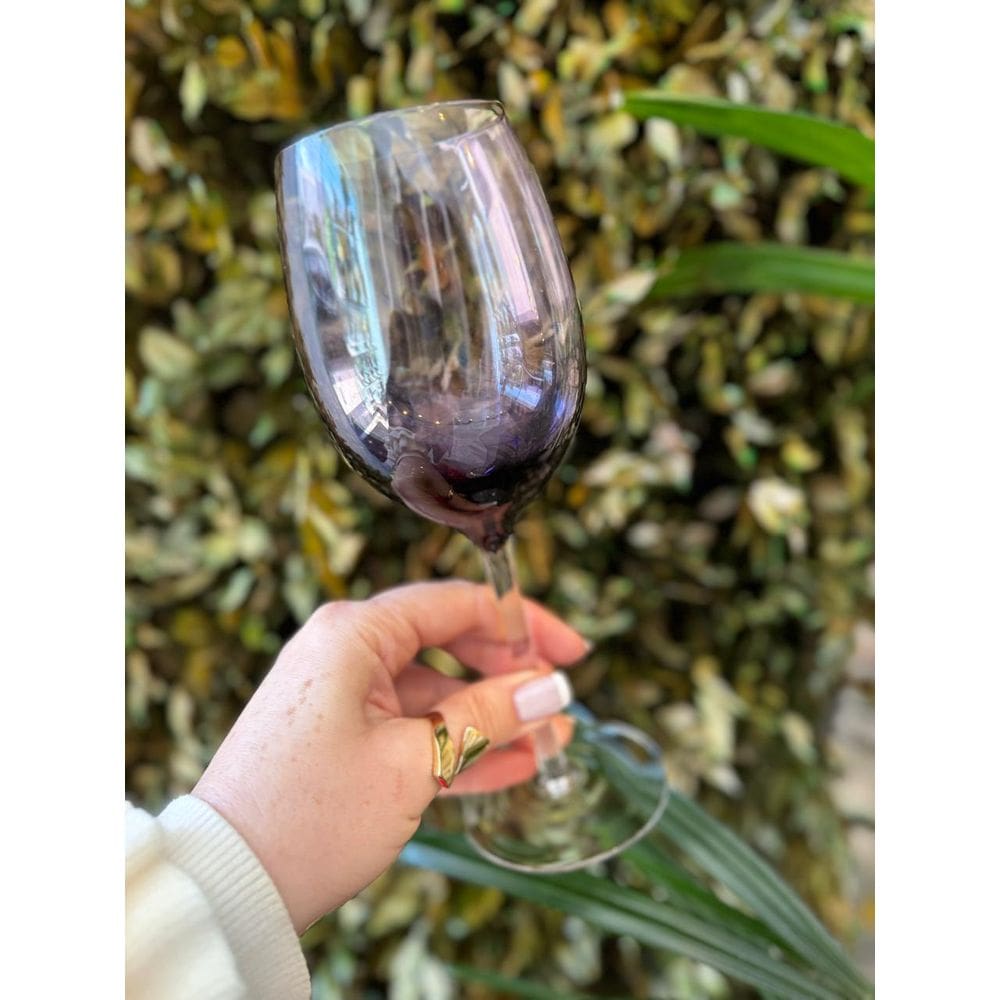 Kit Opus Tacas Para Vinho Em Cristal Violeta 2Pc