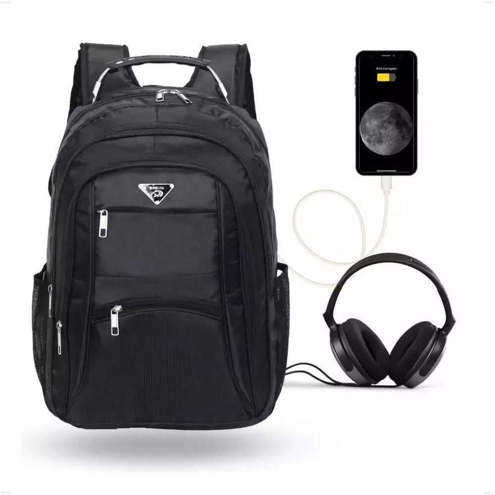 Mochila Masculina Notebook Reforçada Impermeavel Usb Fone Viagem Feminina