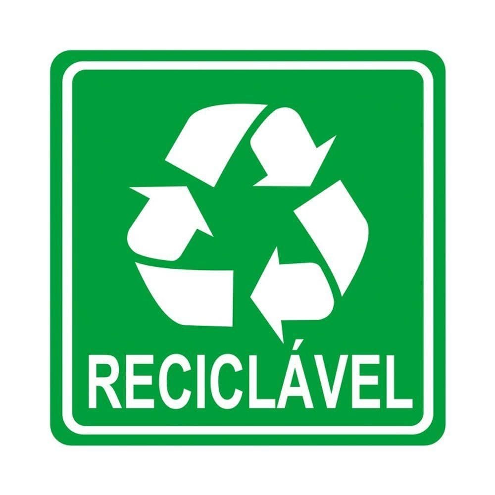 Adesivo Lixo Reciclavel 1 Unidade 10cmx10cm Cor Verde