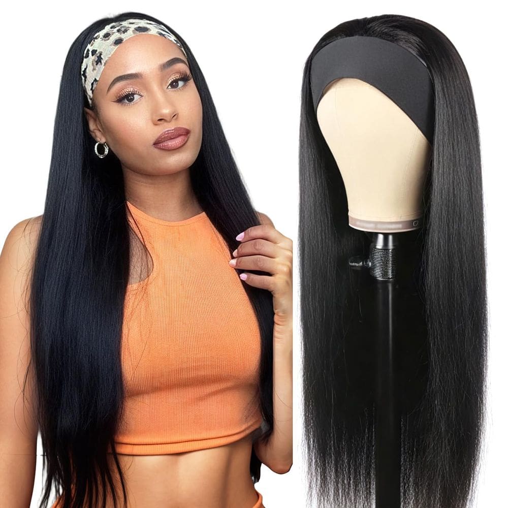 Peruca com bandana Unvizossa reta 45cm de cabelo humano brasileiro