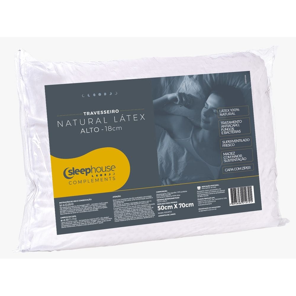 Travesseiro Látex Alto LN1103 50x70x18 - Sleep Complements