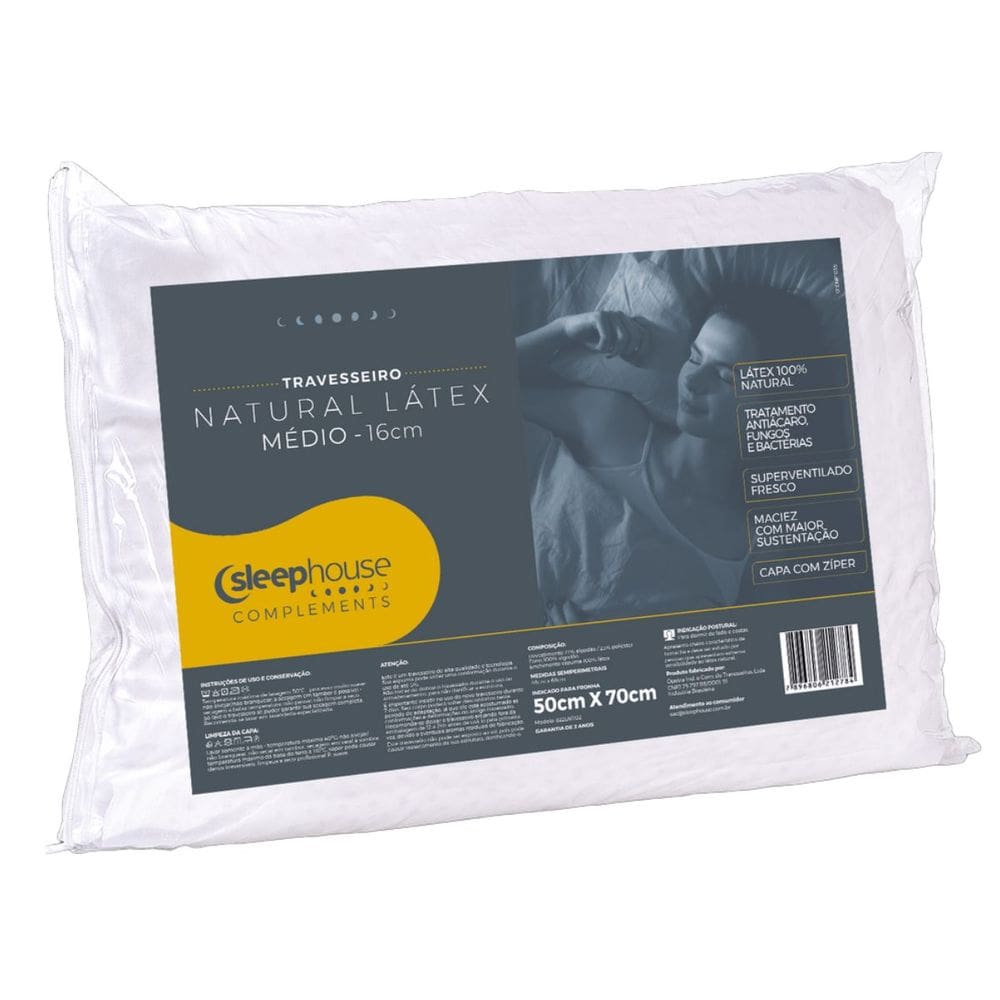 Travesseiro Látex Médio 50x70x16 LN1102 - Sleep Complements