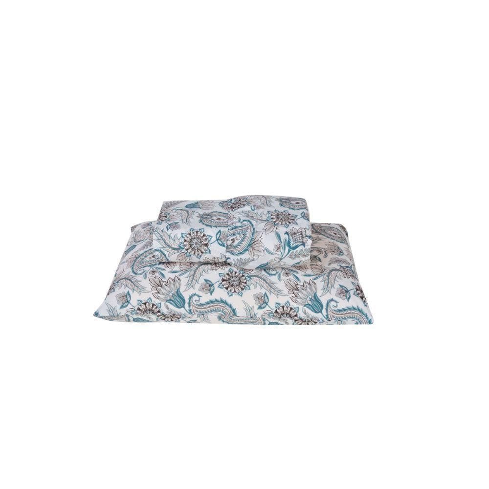 Jogo De Lençol Dia A Dia Estampado 3 Peças Queen 80% Algodão - 20% Poliéster Percal 180 Fios Cor:azul Ramo