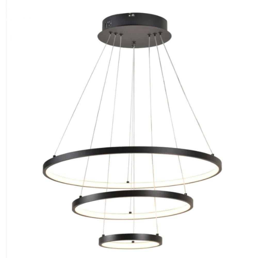 Dinamica Pendente Qd05002 3 Aneis 60w 3000k Preto