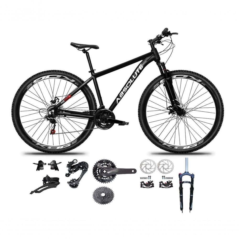 Bicicleta Aro 29 Absolute Nero 5 Kit 2x9 Gta Sunrun Freio Disco K7 Pedivela 24-38d Garfo Com Trava Preto