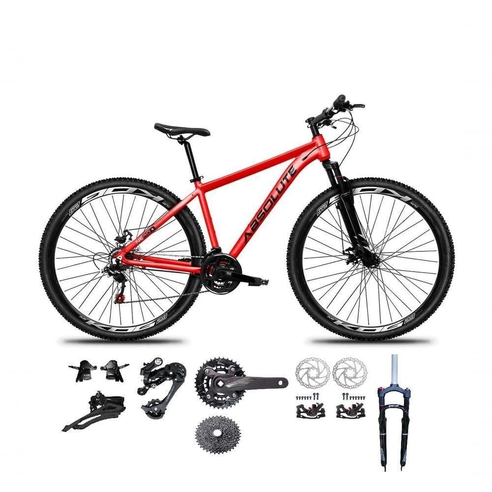 Bicicleta Aro 29 Absolute Nero 5 Kit 2x9 Gta Sunrun Freio Disco K7 Pedivela 24-38d Garfo Com Trava Vermelho