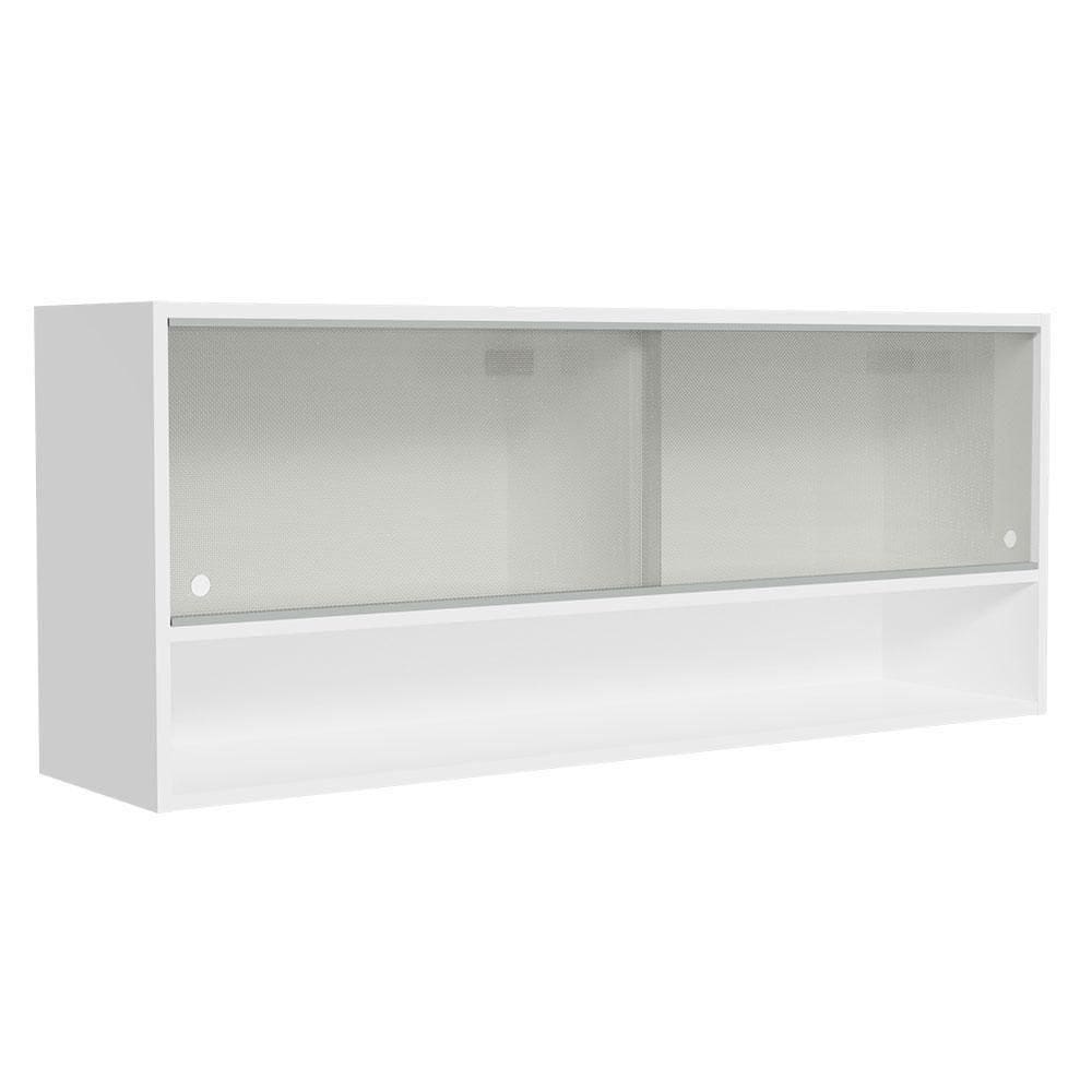 Armário Aéreo 120cm 2 Portas Correr Vidro Pontilhado 1 Nicho Branco Para Cozinhas Glamy Lux E Reims Madesa Branco