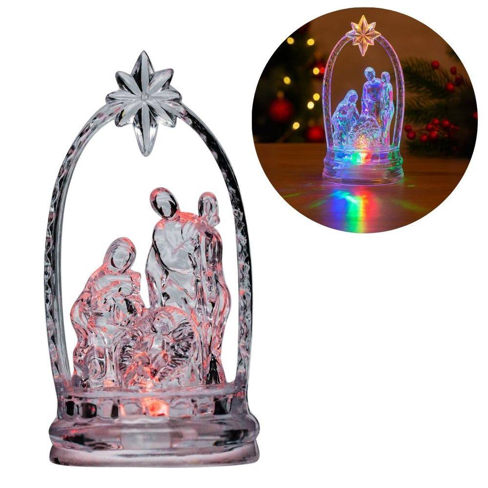 Presépio Acrílico Cristal Iluminado LED Colorido 12cm - Magizi
