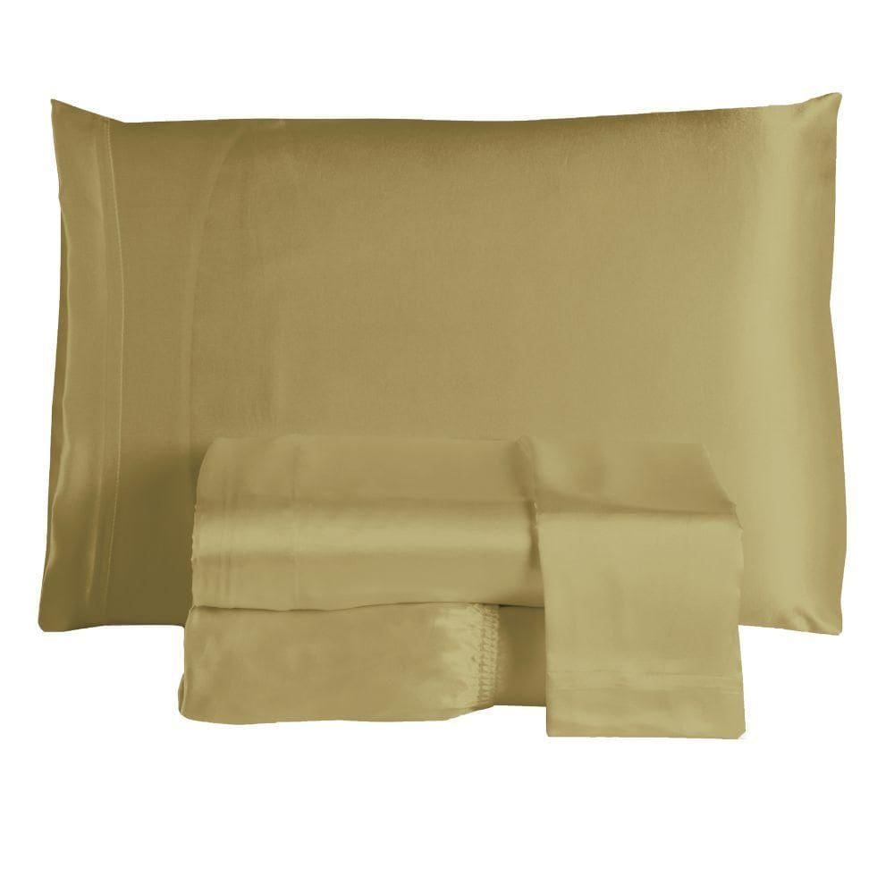 Jogo De Lençol Sublime 4 Peças Casal 100% Poliéster Tecido Cetim Charmousse Cor:dourado