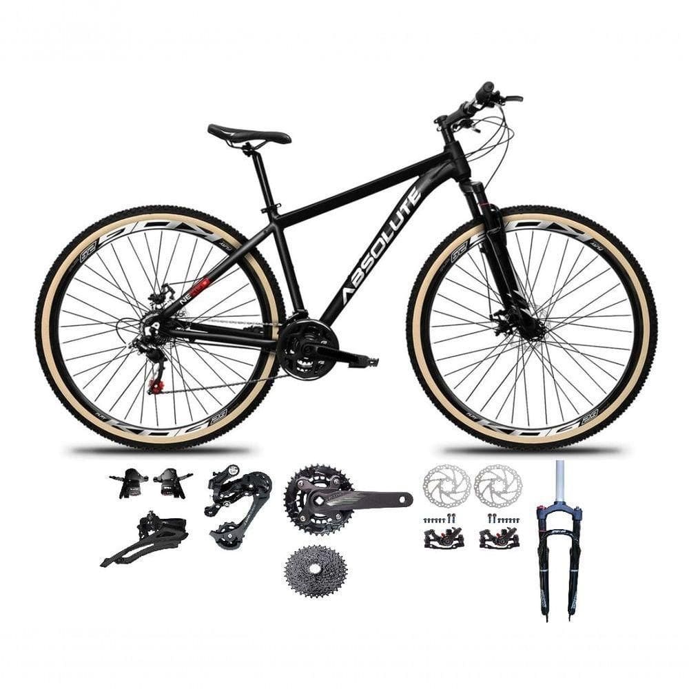 Bicicleta Aro 29 Absolute Nero 5 Kit 2x9 Gta Sunrun Freio Disco K7 Garfo C-trava Pneu C-faixa Preto