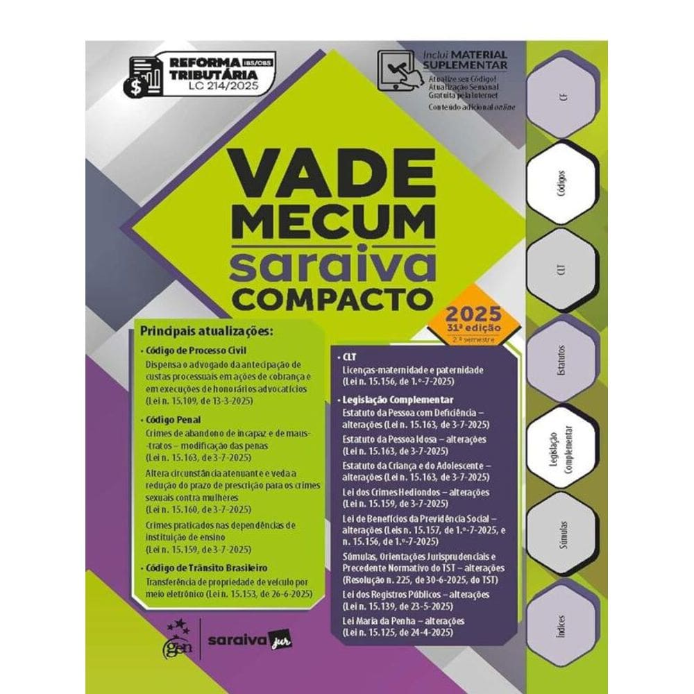 Vade Mecum Saraiva Compacto - 31ª Edição 2025