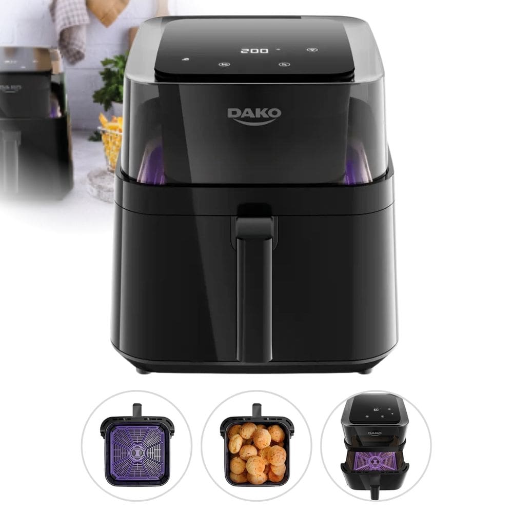 Fritadeira Dako Air Fryer 6L Visor Transparente 127V Reaquece Descongela Digital\n\n