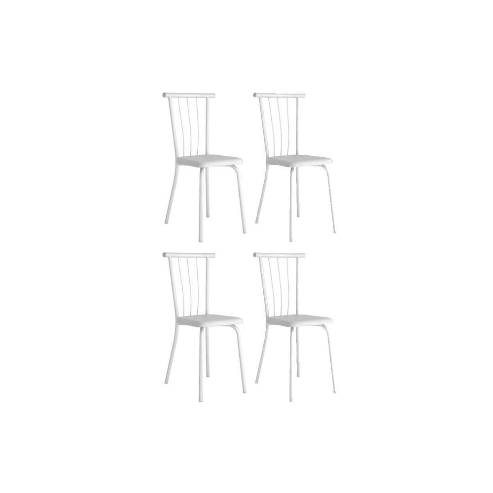 Cadeira de Cozinha 154 Aço Kit 4 Uni Branco/Courano Branco - Carraro