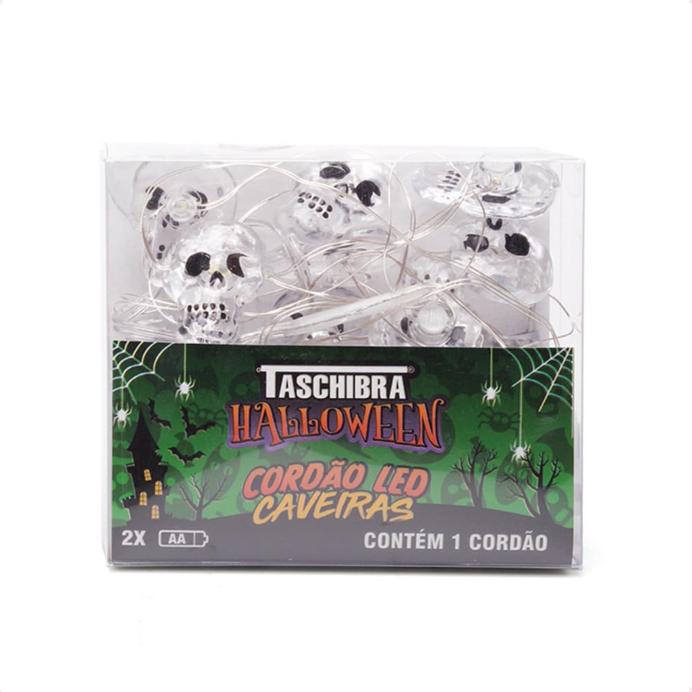 Cordão Luminoso Taschibra Halloween Caveiras a Pilha
