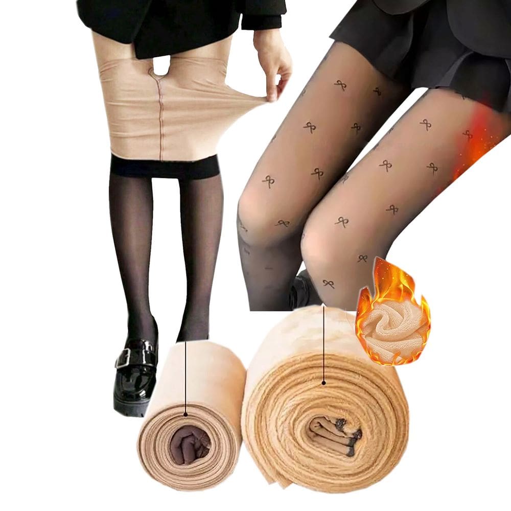 Kit 2 Meia Calça Translúcida: 1 Desenho Laço de Fita Pelúcia 220 gr + 1 Fio 40 Lisa 80gr