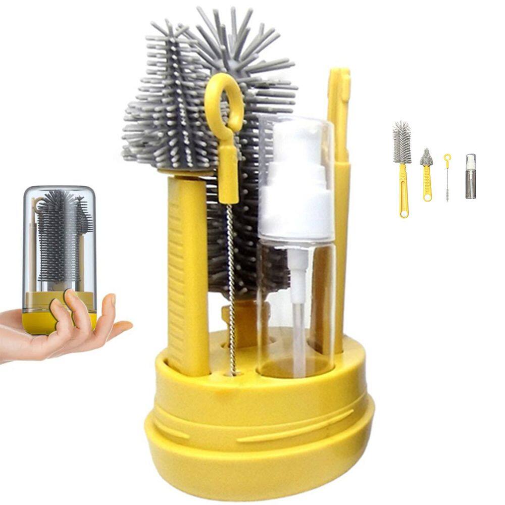 Kit Escova de Limpeza 4 em 1 Mamadeira Garrafa Copo Bebe Criança Higiene Limpeza Portatil Passeio Bolsa Mala