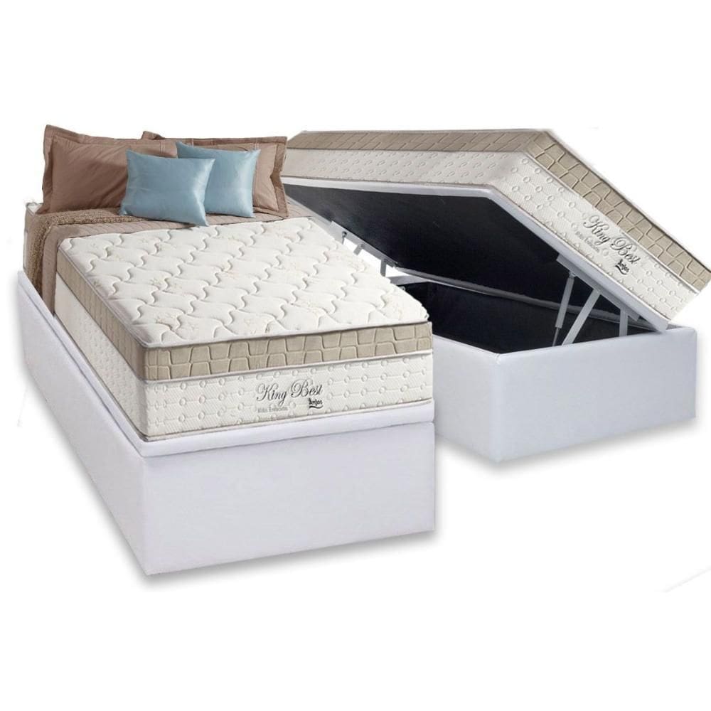 Cama Box Baú Solteiro: Colchão Molas  Ensacadas D Angelis Anjos Conjunto Box Baú - Anjos de King Best + Box Baú Universal White (88x188)