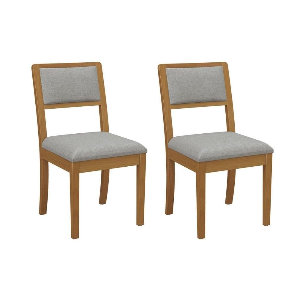 Kit 2 Cadeiras Sala Jantar Alice 2CMM006CA Premium Madeira Maciça 2 Un Carvalho/Linho Cinza - Kappesberg