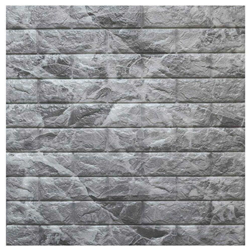 Placa Tijolinho De Parede Papel Painel 3d Tijolo Cinza Auto Adesivo 77x70cm Revestimento Espuma Autocolante