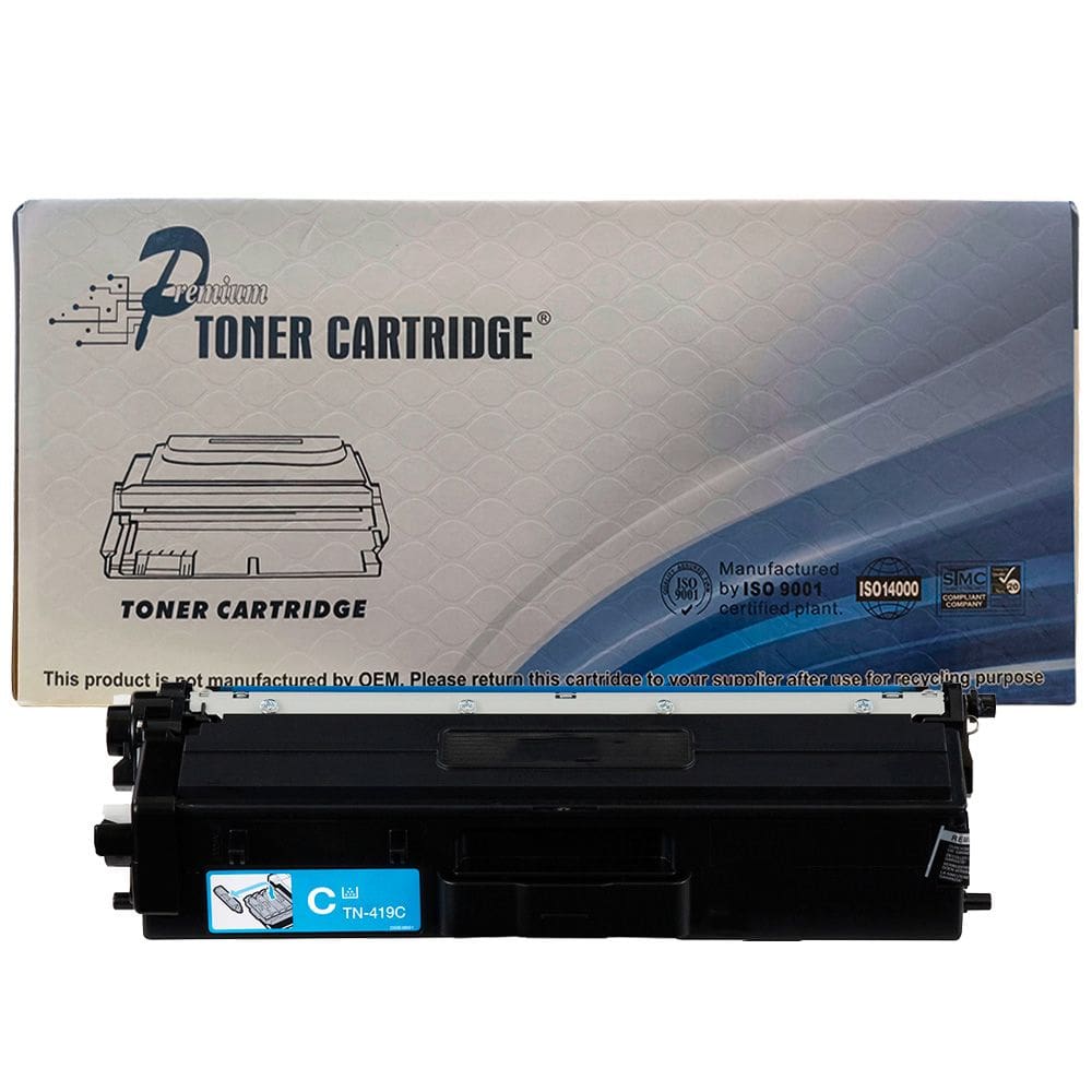 Cartucho de Toner Compatível Brother, TN419C, Ciano, Para HLL8360CDW, MFCL8610, MFCL8900CDW, MFCL9570CDW, Premium 9K
