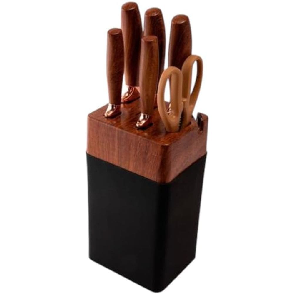 Conjunto De Facas 7 Pçs Com Suporte Aço inox e Plástico Clink