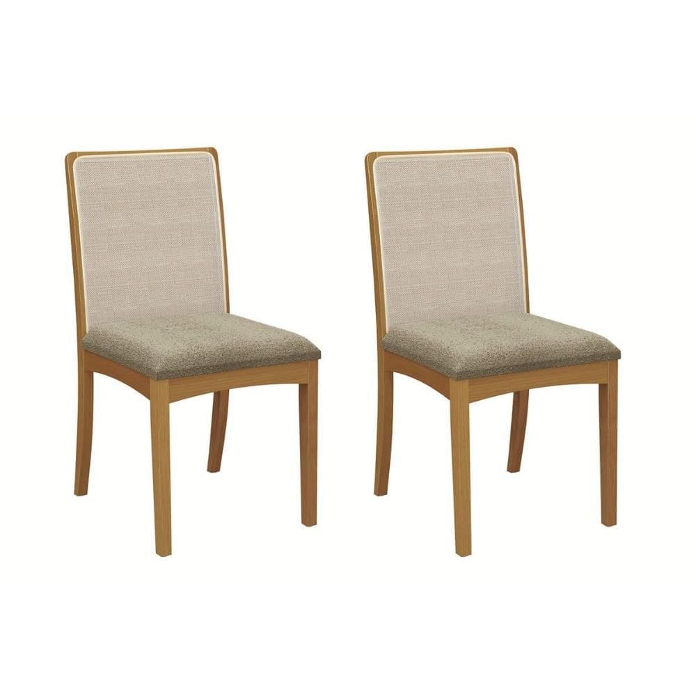 Kit 2 Cadeiras Sala Jantar Lara 2CMM009CA Premium Madeira Maciça 2 Un Carvalho/Boucle Bege Fendi/Tela Bege - Kappesberg