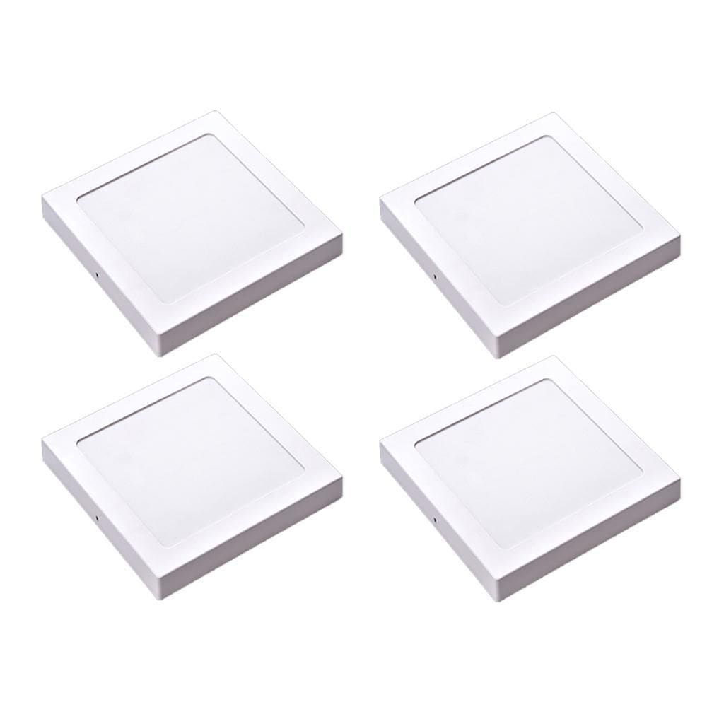 Kit 4 Painel Plafon Led Sobrepor Quad Branca 6500K 12W 17Cm