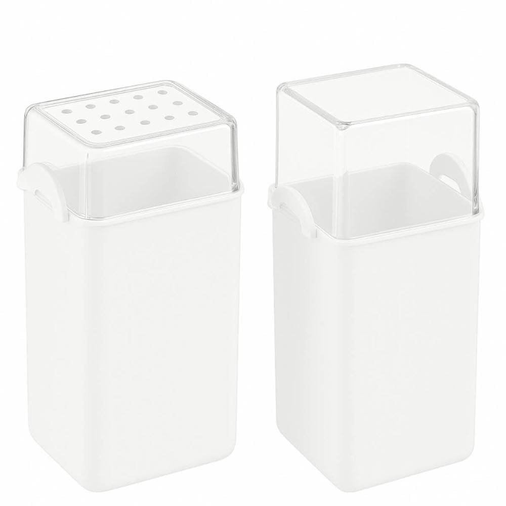 Kit Paliteiro e Saleiro de Mesa 70ml Branco Coza Plástico Dispenser Sal Porta Palitos