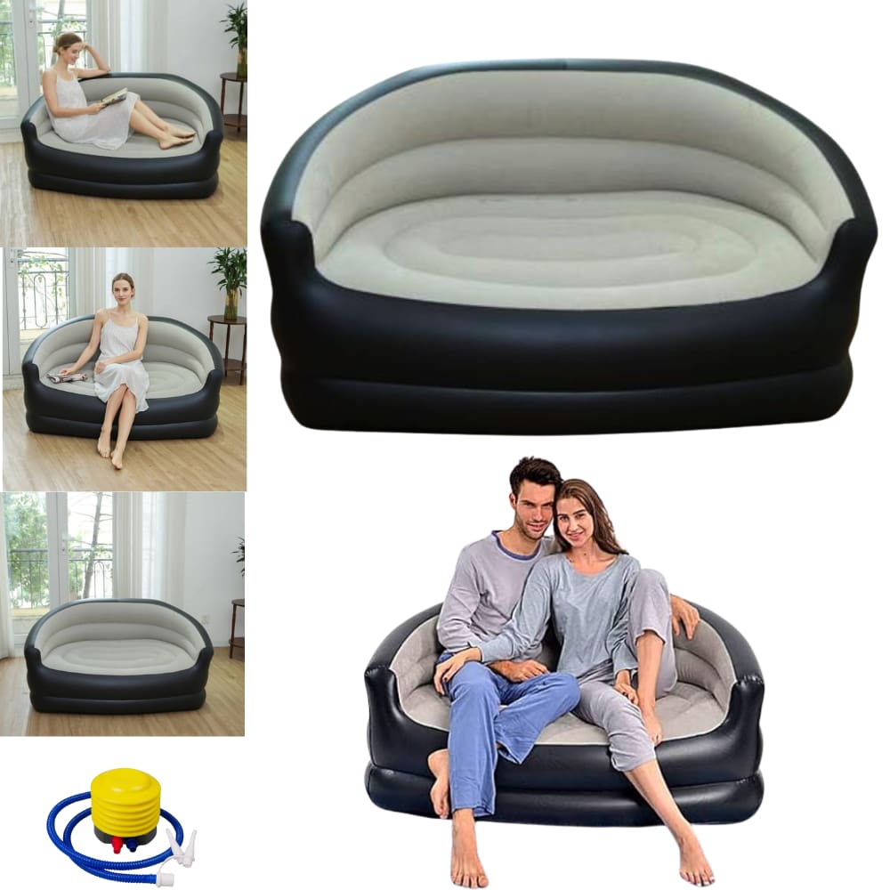 Mini Sofá 2 Lugares Inflável Aveludado Confortavel Lounge Portàtil Multiuso Casa Luxo Sala de Estar