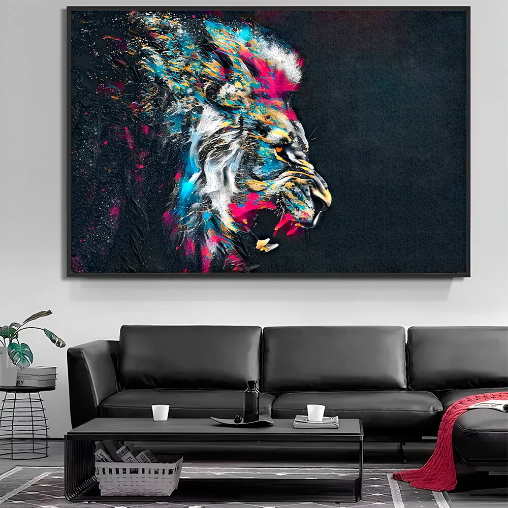 Quadro Decorativo Leão Estilo Pintura