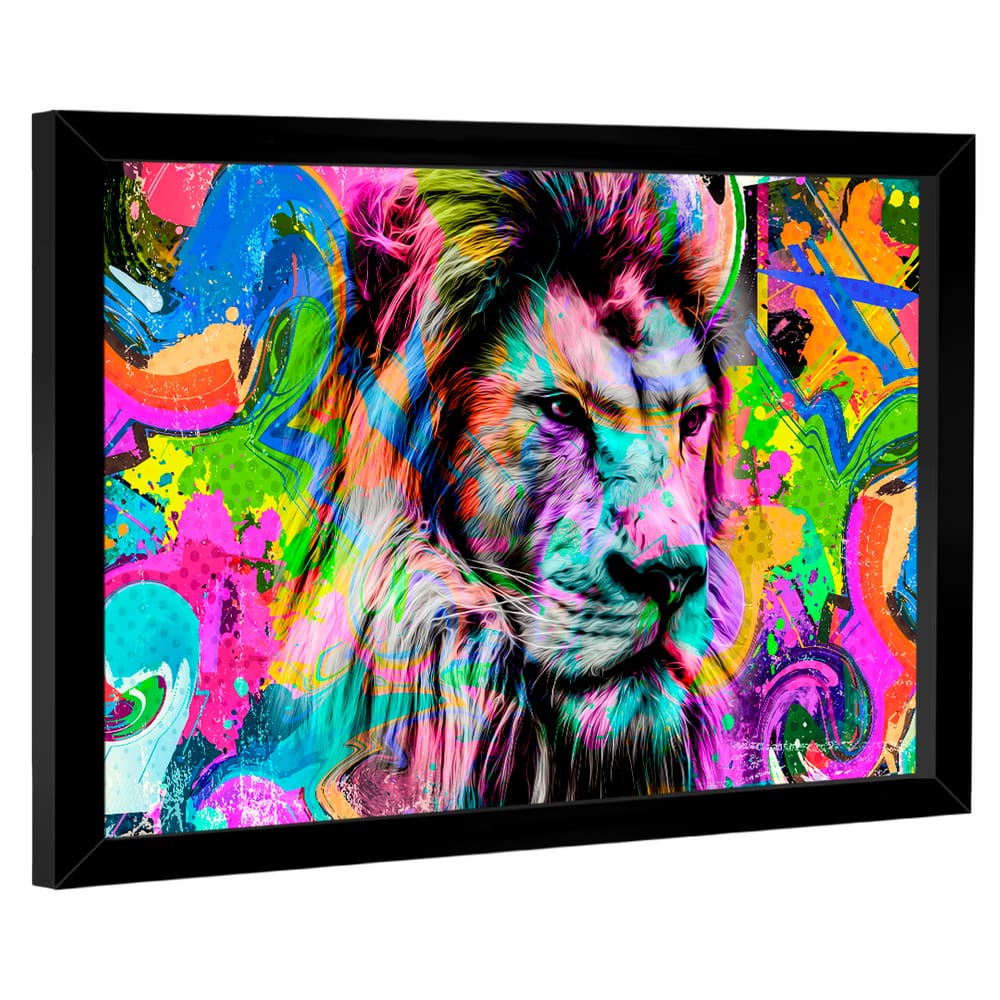 Quadro Decorativo Leão Pop Art