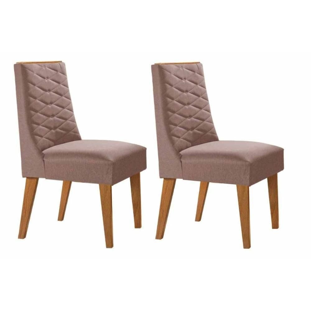 Cadeira de Cozinha Dafne Kit 2 Un Madeira Capuccino/Linho Capuccino - Rufato