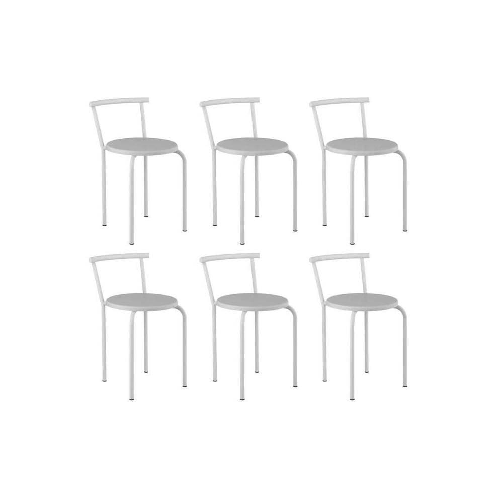 Kit 6 Banquetas de Cozinha 105 6 Uni Branco/Courano Branco - Carraro
