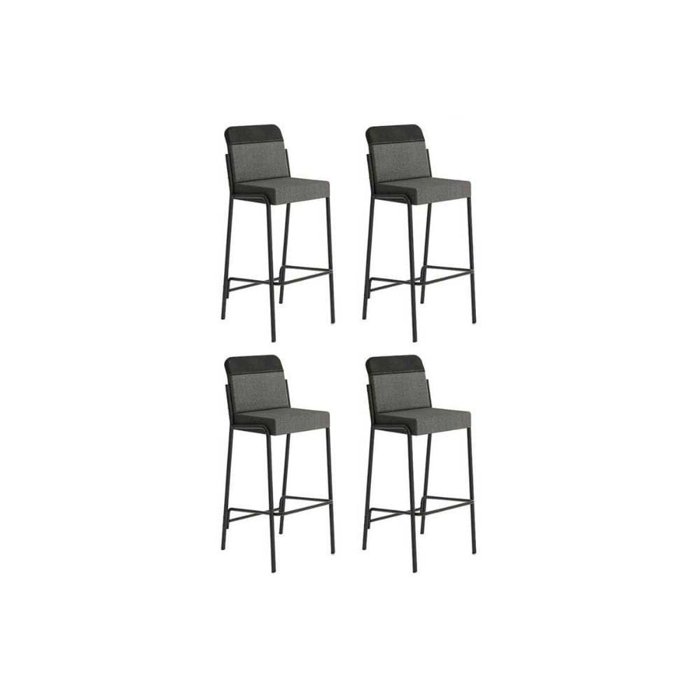 Banqueta de Cozinha Duo 1753 Kit 4 Un Preto/Linho Grafite/ano Preto - Carraro