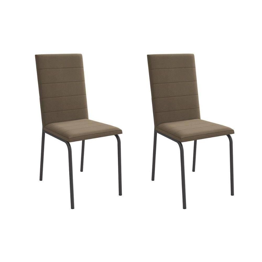Cadeira de Cozinha Amsterdã 2C091 Aço Kit 2 Un Preto/Suede Cappuccino - Kappesberg
