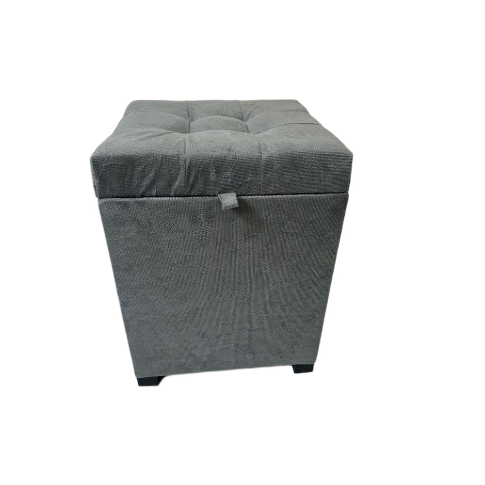 Puff Baú Siena 36x36x47 em Suede Cinza – Elegância e Conforto