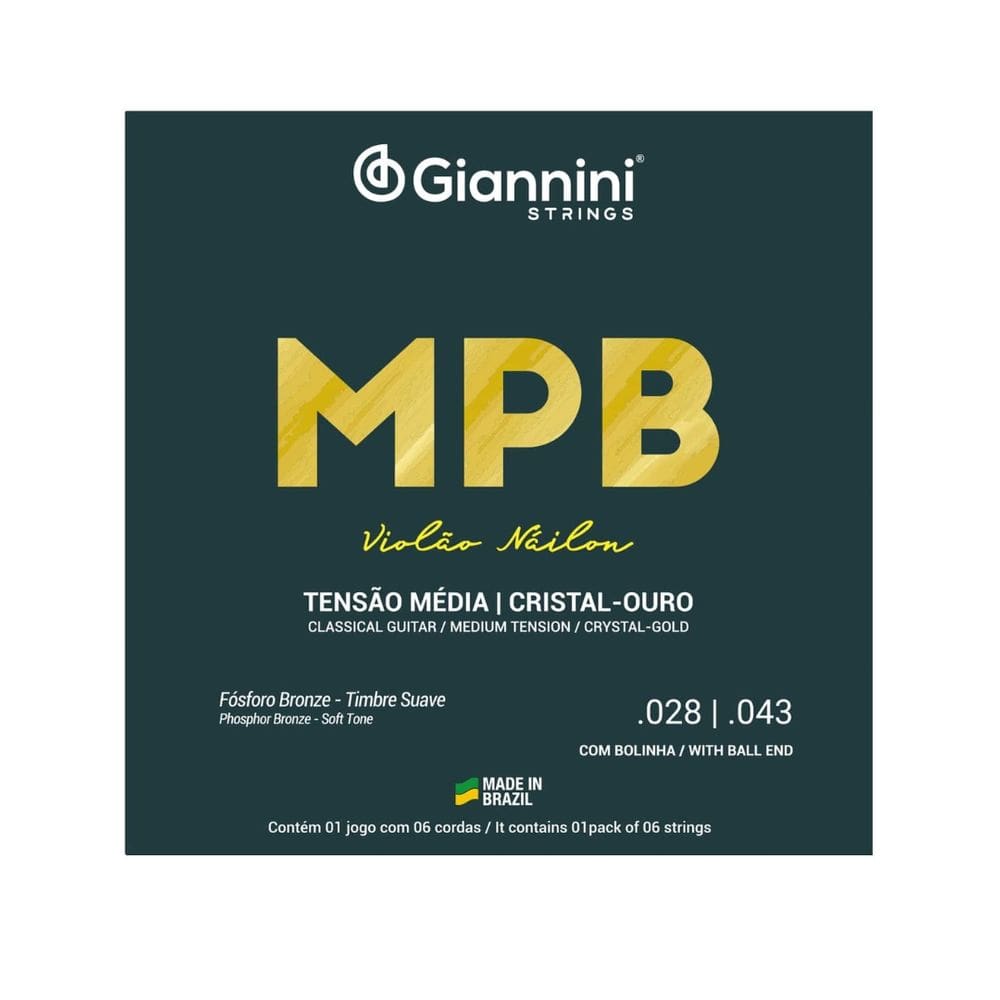 Encordoamento Giannini P/violão Nylon Cristal/ouro C/bolinha Genwg