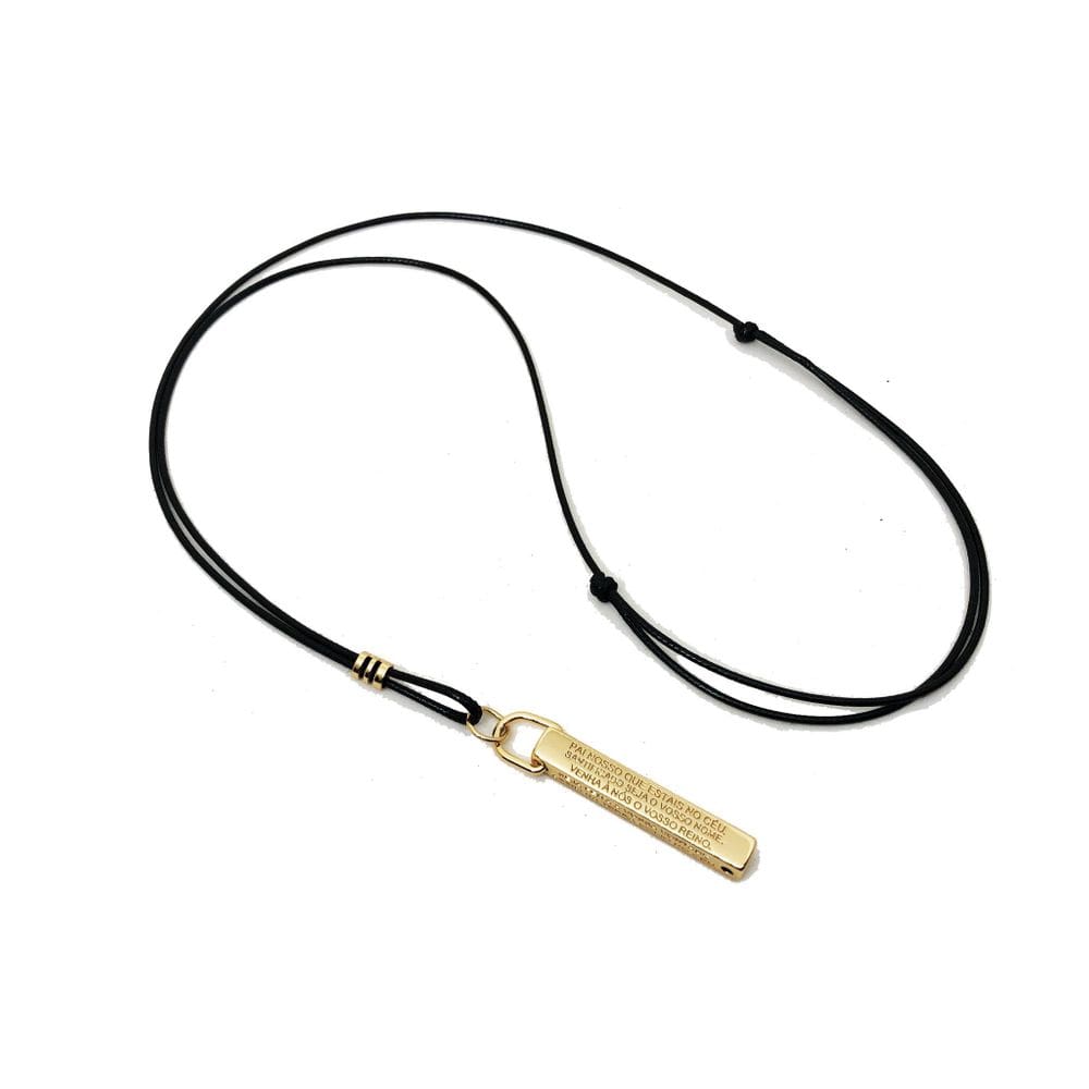 Colar Cordão Pai Nosso Masculino Feminino Regulável Dourado