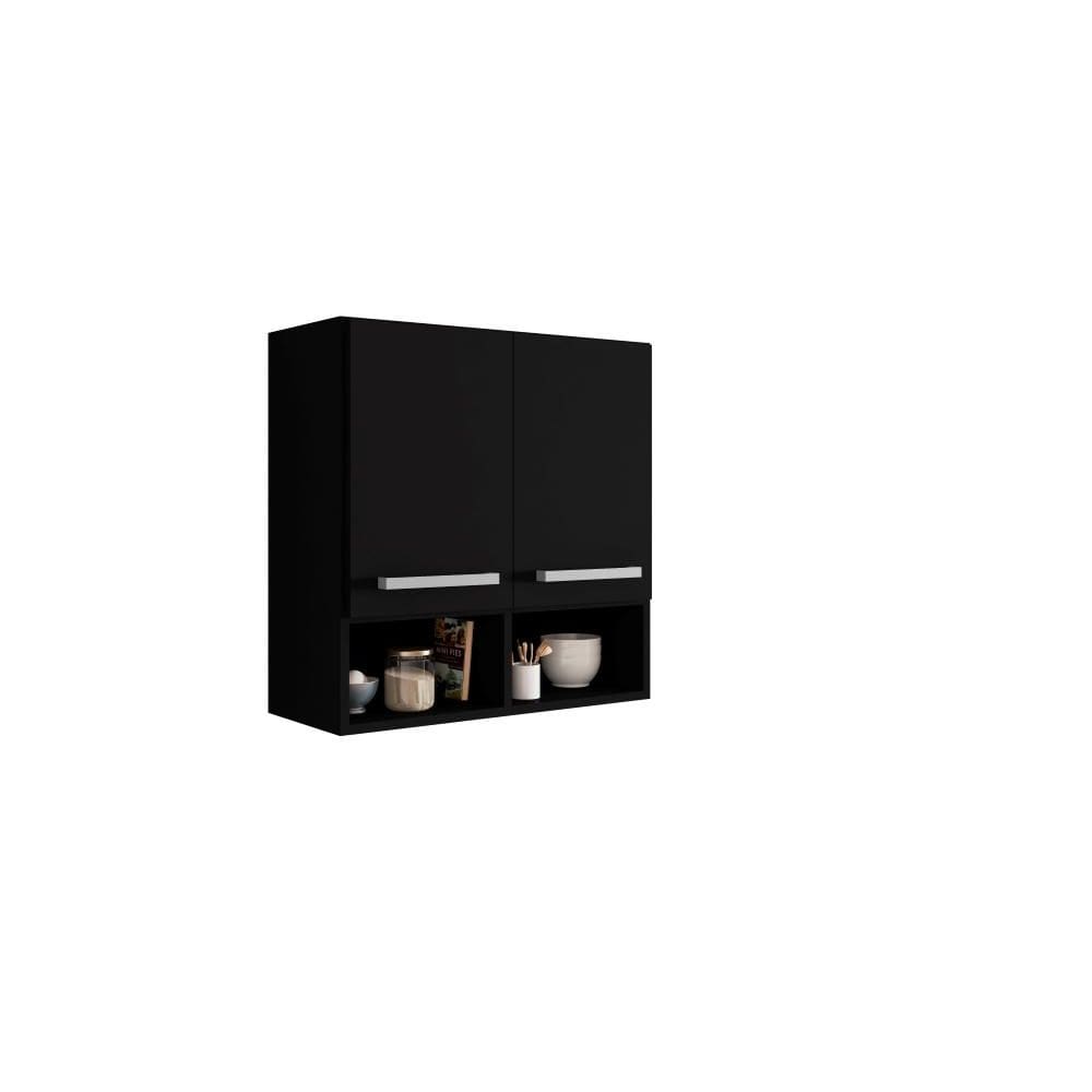 Armario Suspenso de Parede Argelia Preto Brienza Movelaria