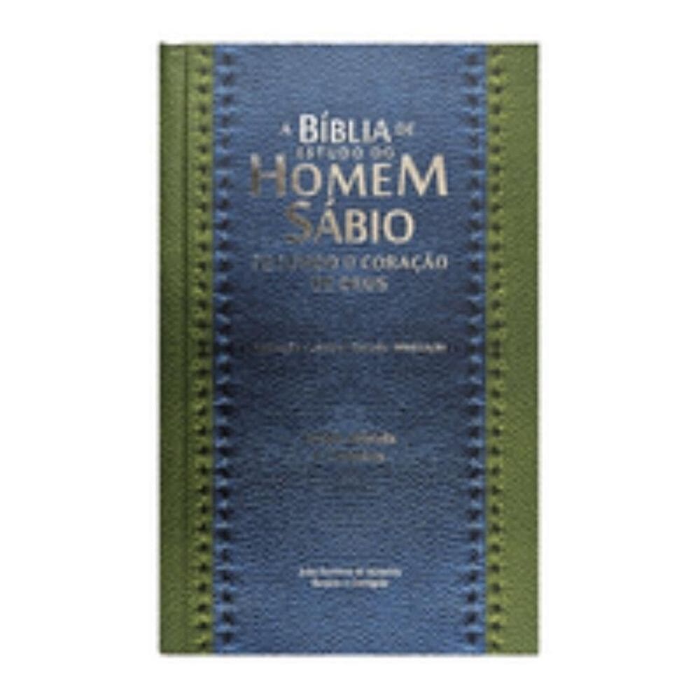 Bíblia do homem sábio segundo o coração de Deus ARC com harpa -Verde e azul